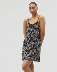 Lace Trim Chemise - PLUMERIA BLOOMS BLK CH | Soma Women