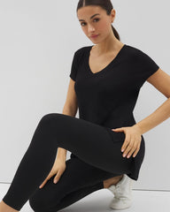 Rib Knit V-Neck Tee - BLACK | Soma Women