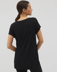 Rib Knit V-Neck Tee - BLACK | Soma Women