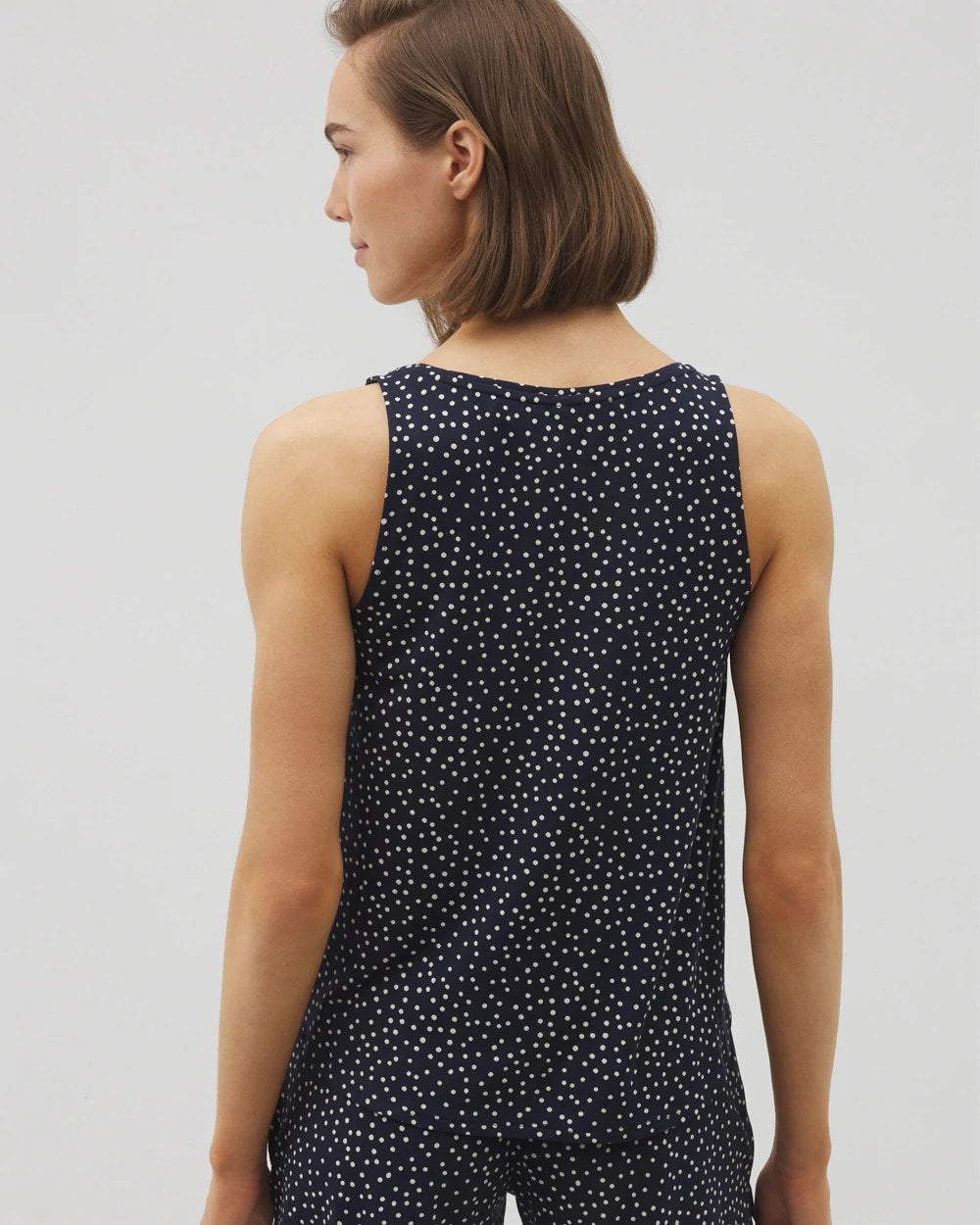Printed V-Neck Pajama Tank - DOT OBSESSED NAVY | Soma Women
