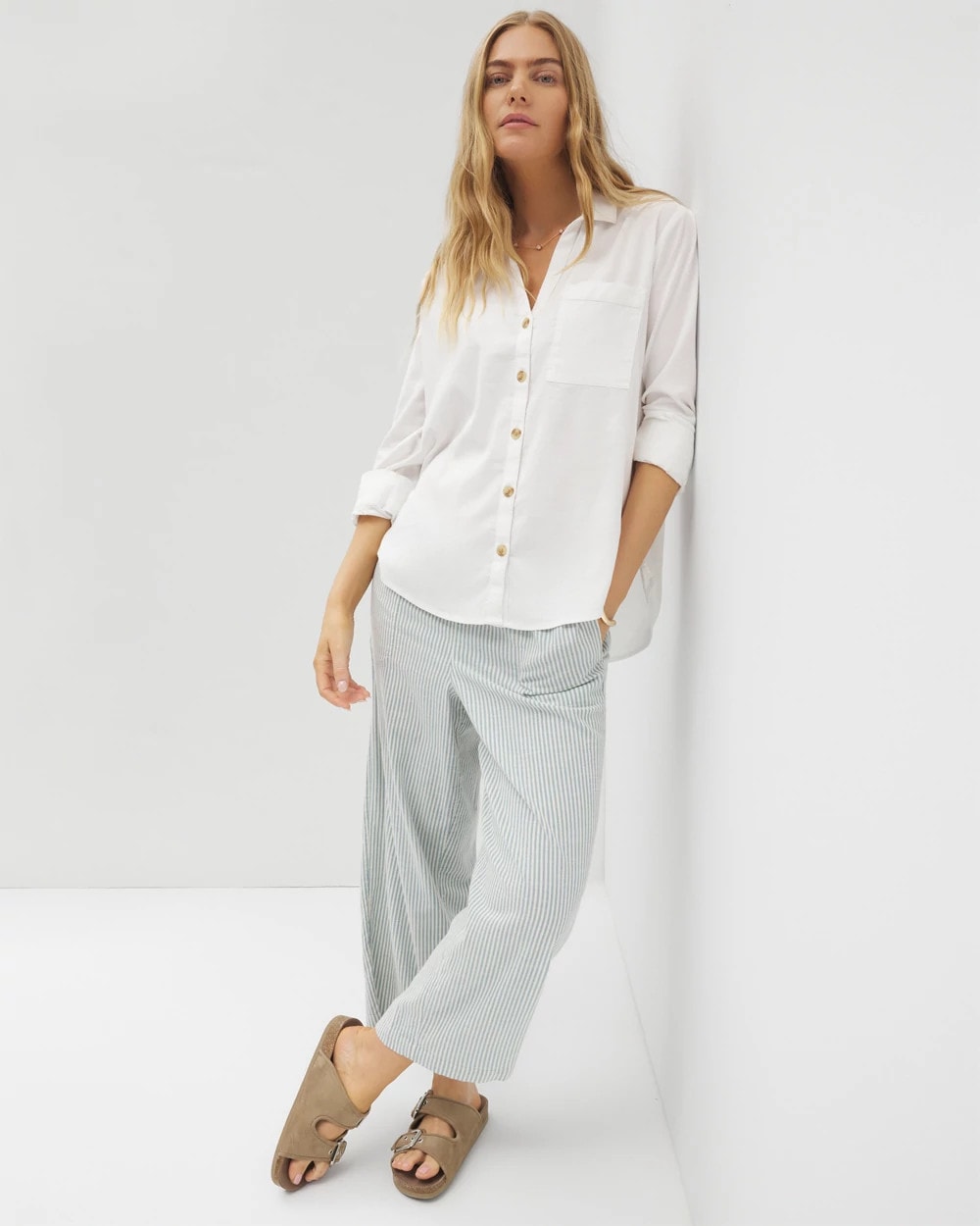 Beach Cotton Long Sleeve Button-Up - OPTIC WHITE | Soma Women