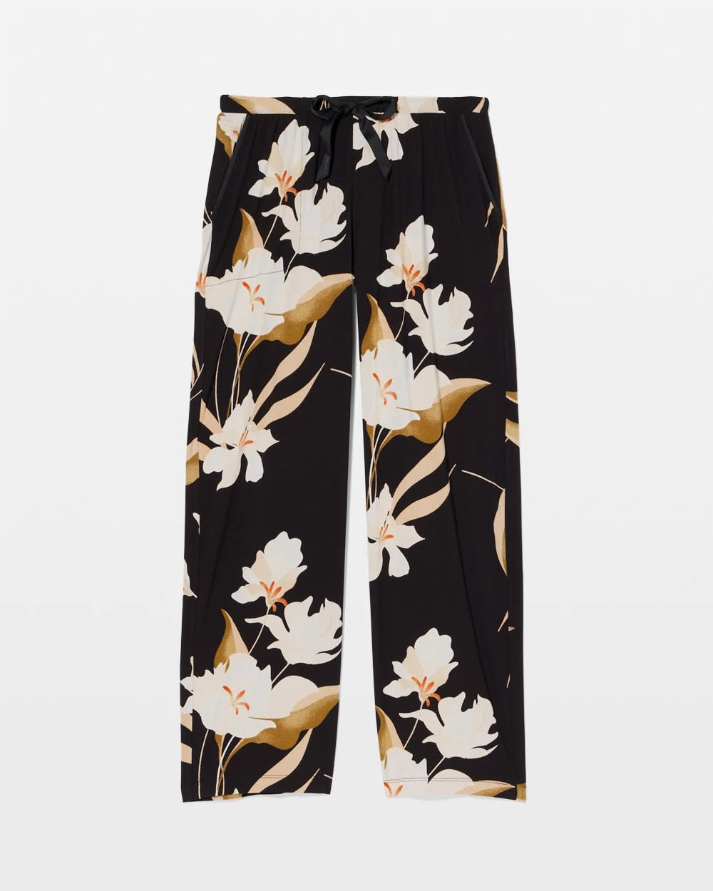 Satin Trim Pajama Pant - MYSTIC BLOOMS BLACK MID | Soma Women