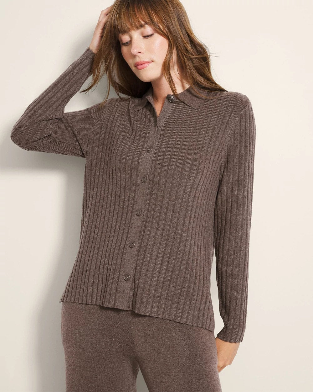 Button-Up Sweater - HEATHER COCOA | Soma Women