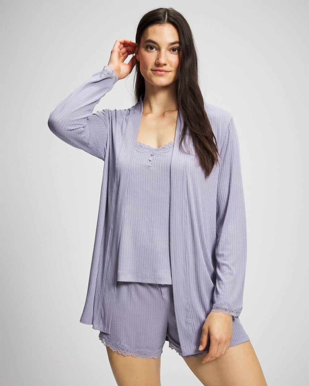 Pointelle Pajama Cardi - LAVENDER CLOUD | Soma Women