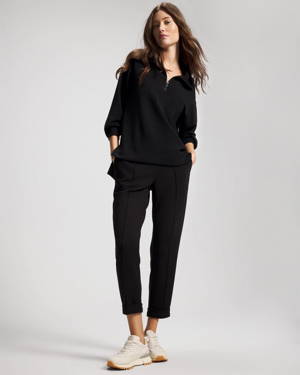 Modern Modal Quarter Zip Sweatshirt - BLACK | Soma Women