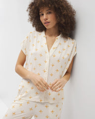 Mandarin Collar Short Sleeve Pajama Top - KASHMIR ICON CHAMP | Soma Women