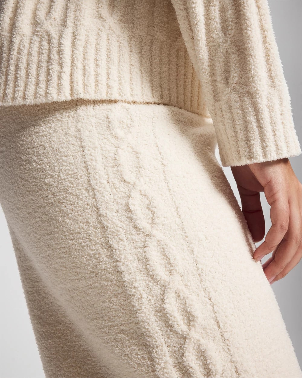 Cable Knit Plush Ankle Pant - PARCHMENT | Soma Women