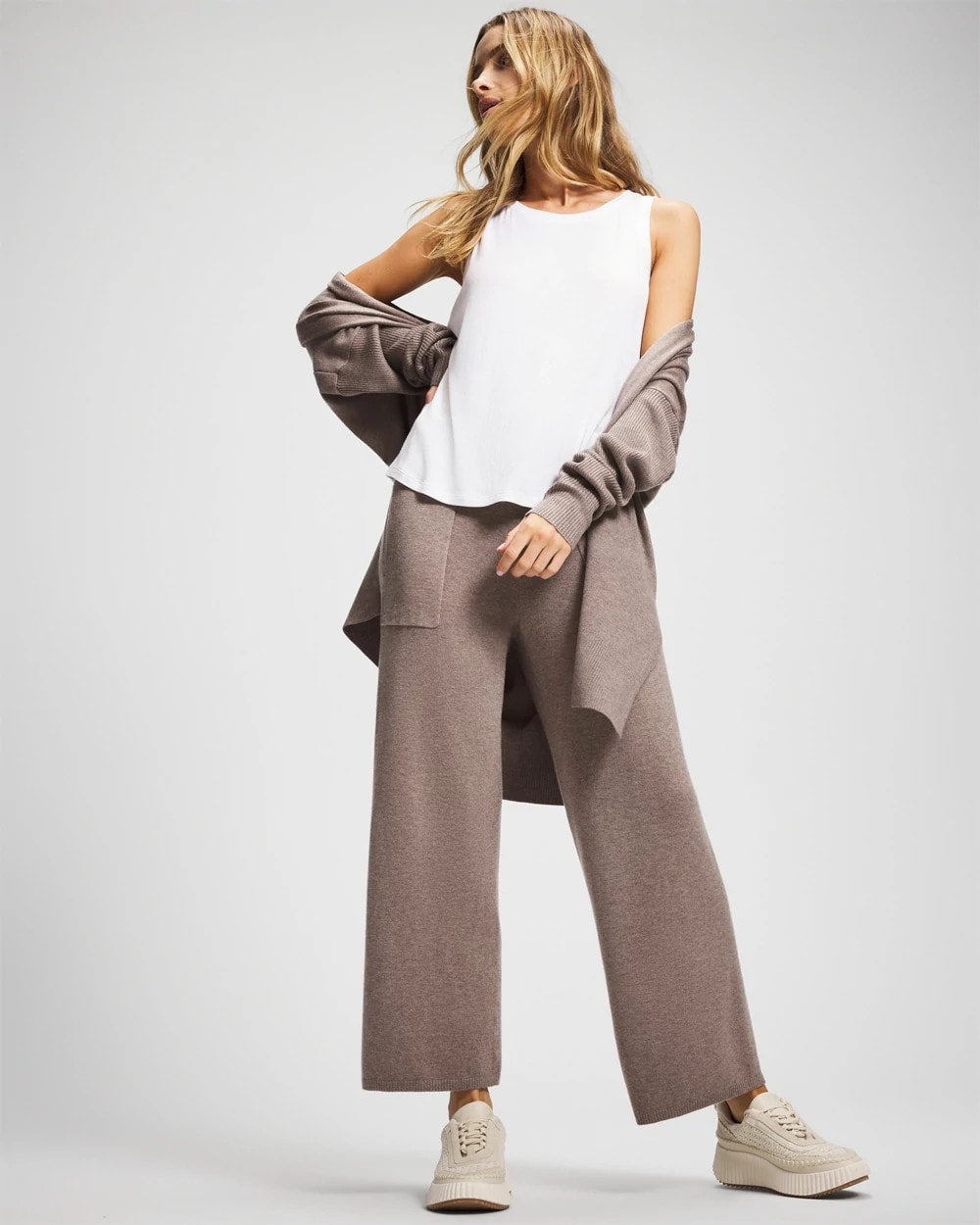 Premier Knit Sweater Wide Leg Pant - HEATHER FAWN | Soma Women