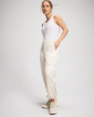 Satin Relaxed Cargo Pant - PARCHMENT | Soma Women