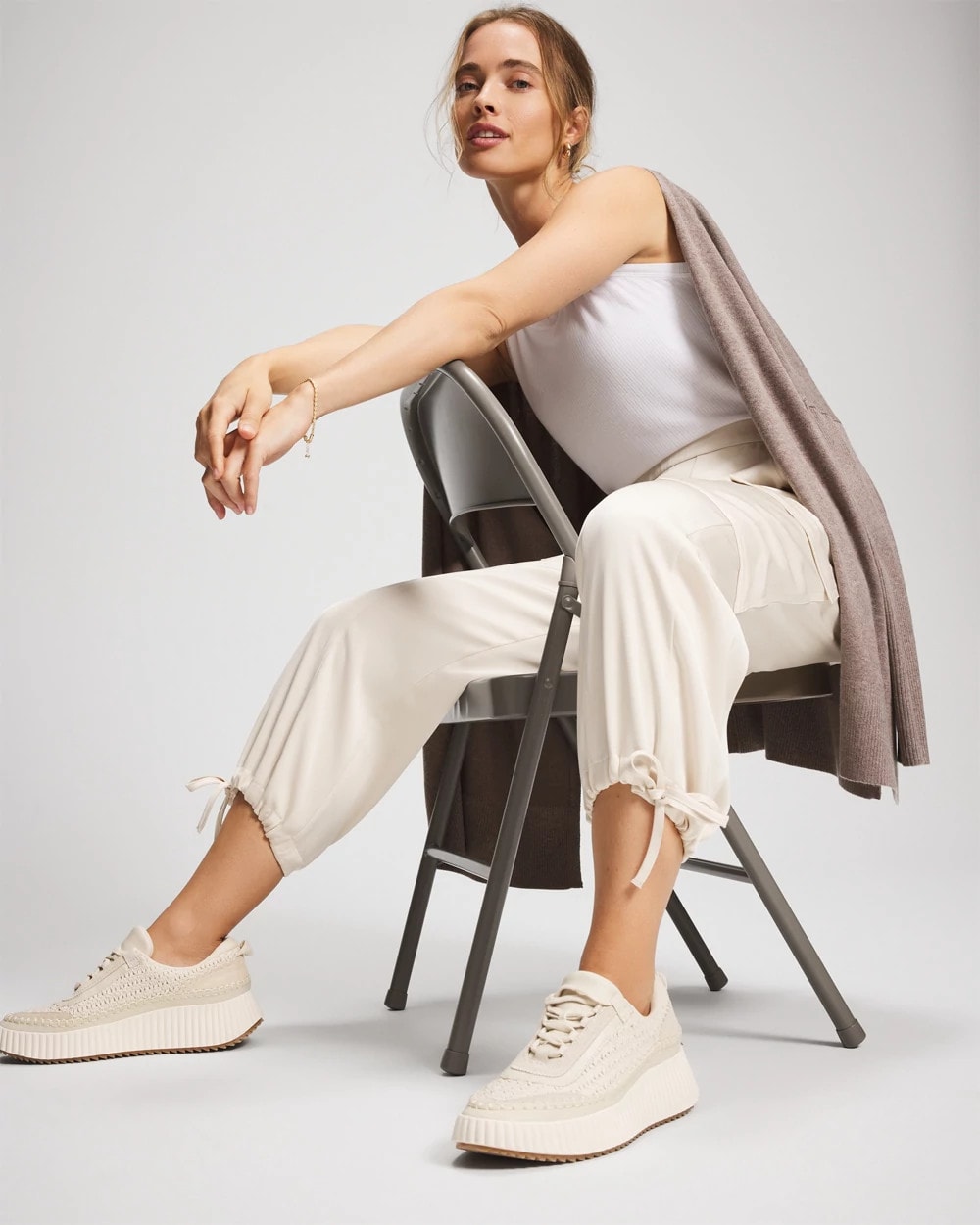 Satin Relaxed Cargo Pant - PARCHMENT | Soma Women