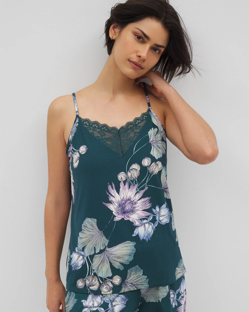Lace Trim Pajama Cami - HAVEN BOTANICAL DARK SEA | Soma Women