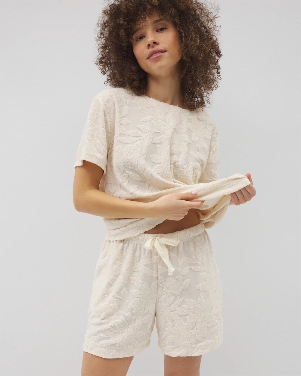Jacquard Terry 5 Inch Short - PARCHMENT | Soma Women