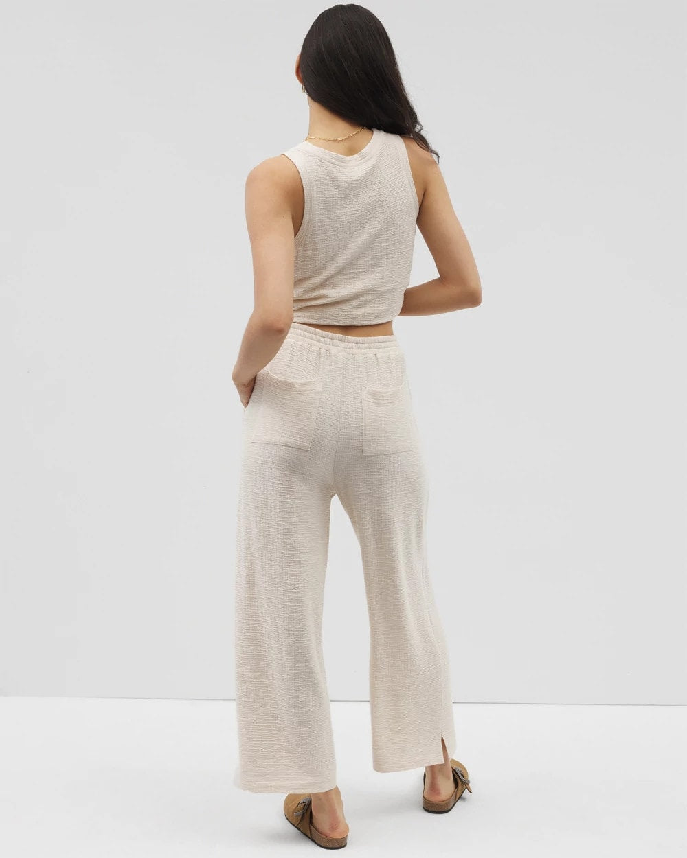 Crinkle Knit Wide Leg Pant - PARCHMENT | Soma Women