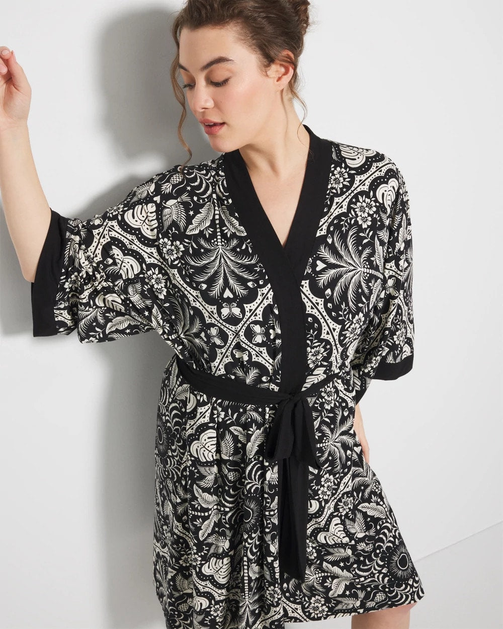 Short Robe - AMAZONIA TILE BLACK | Soma Women