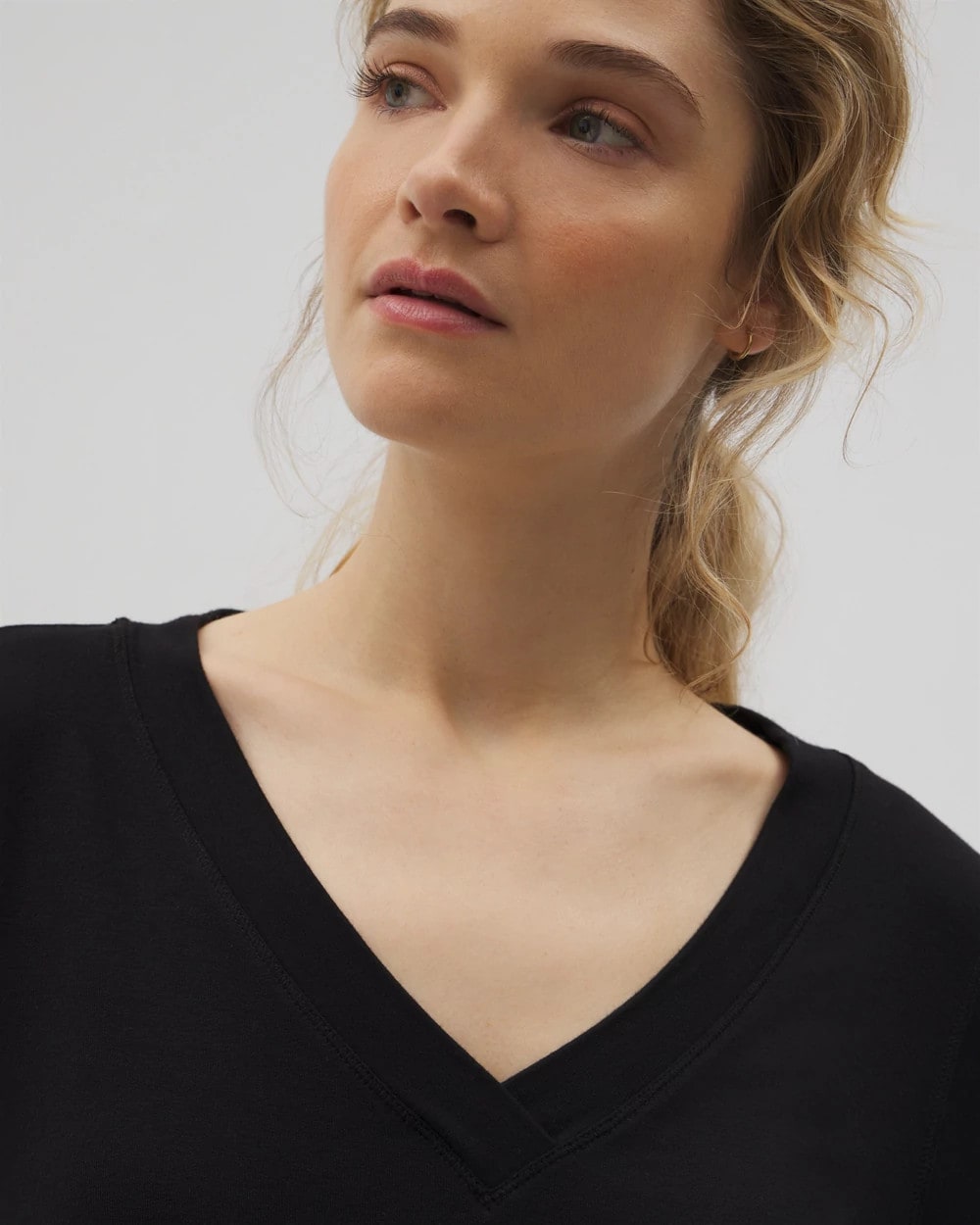 Long-Sleeve V-Neck Pajama Top - BLACK | Soma Women