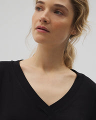 Long-Sleeve V-Neck Pajama Top - BLACK | Soma Women