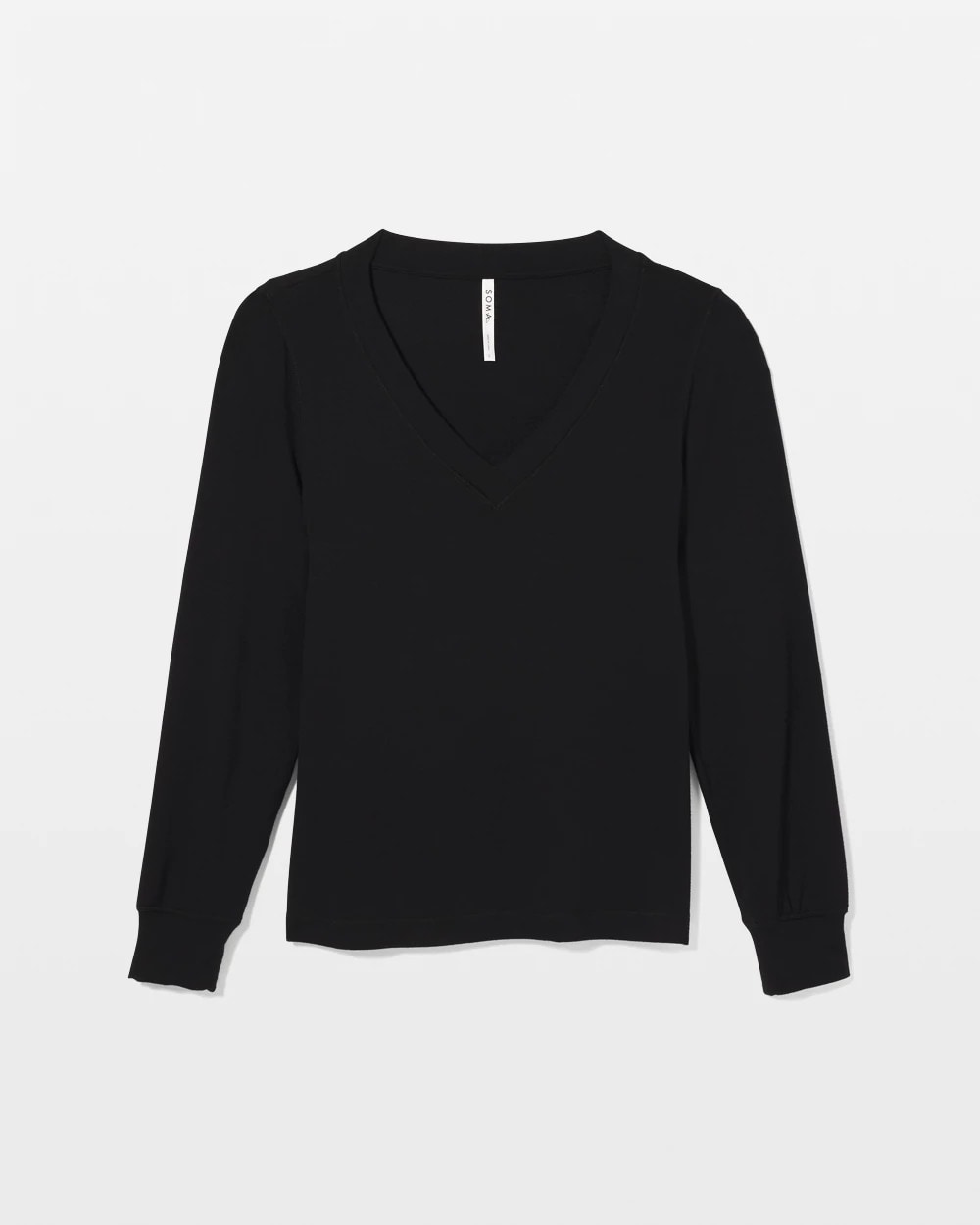 Long-Sleeve V-Neck Pajama Top - BLACK | Soma Women