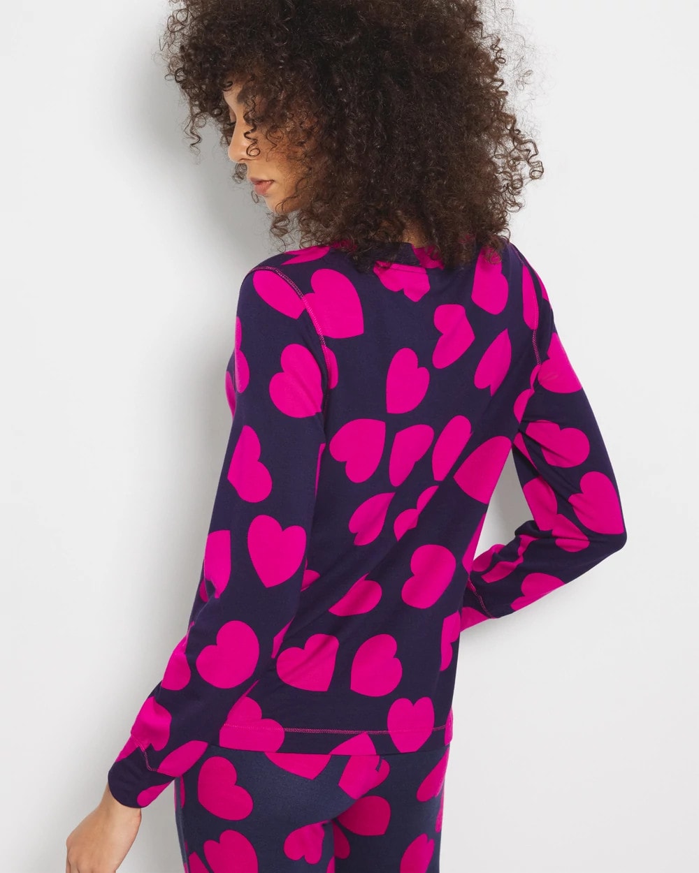 Long-Sleeve V-Neck Pajama Top - LOVE STRUCK NAVY | Soma Women