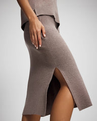 Premier Knit Sweater Midi Skirt - HEATHER FAWN | Soma Women
