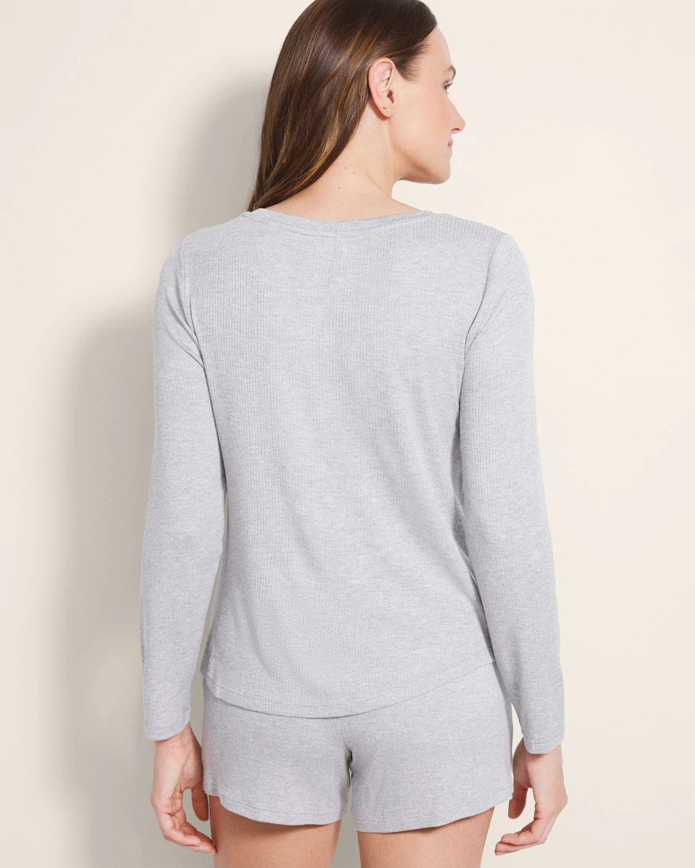 Long-Sleeve Pajama Henley - HEATHER OPAL GRAY | Soma Women