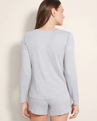 Long-Sleeve Pajama Henley - HEATHER OPAL GRAY | Soma Women