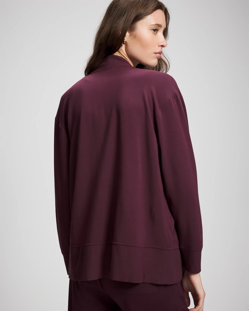 Ultrasoft Fleece Relaxed Button Up Cardigan - MERLOT | Soma Women