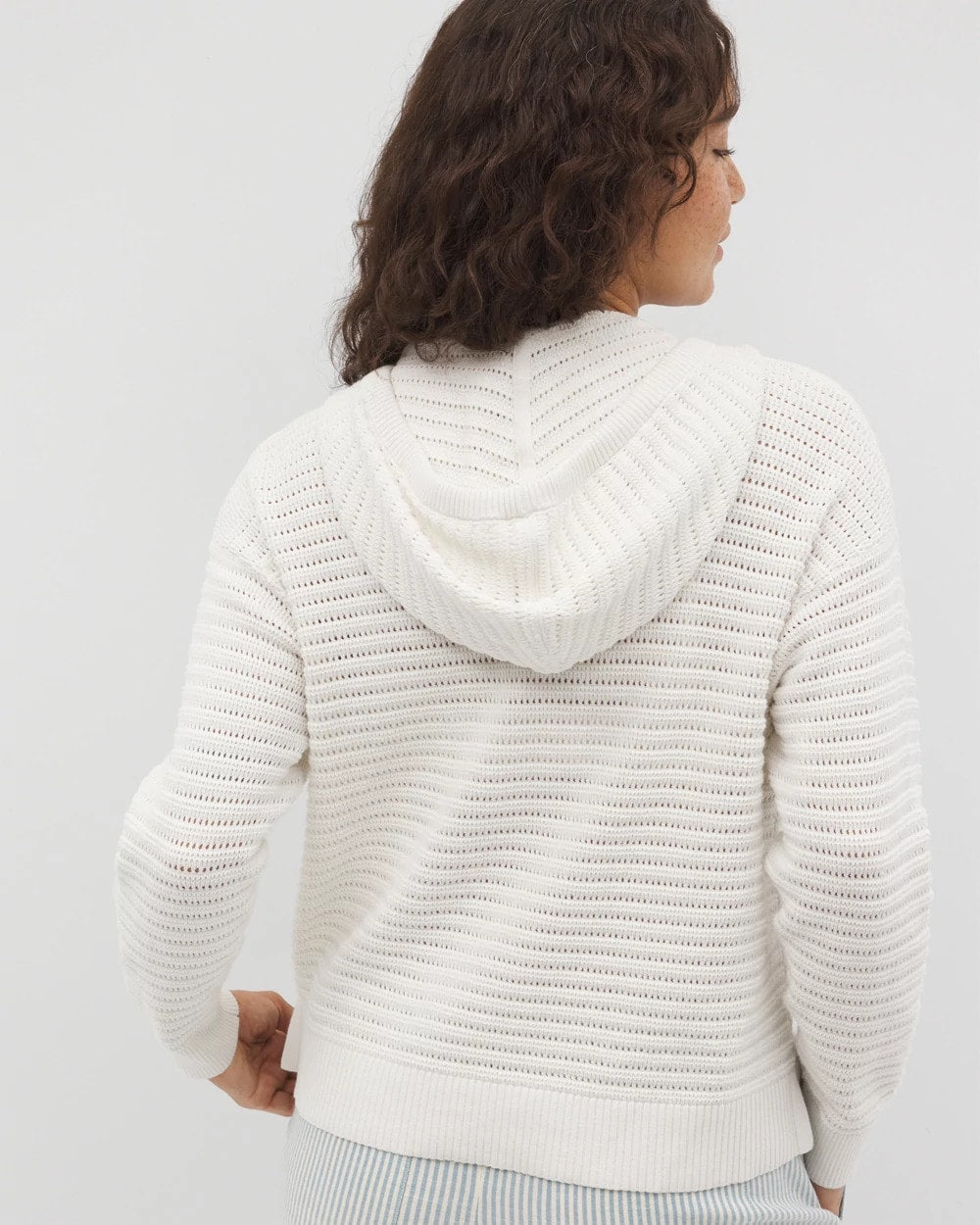 Cotton Open Stitch Hoodie - SALT MIST | Soma Women