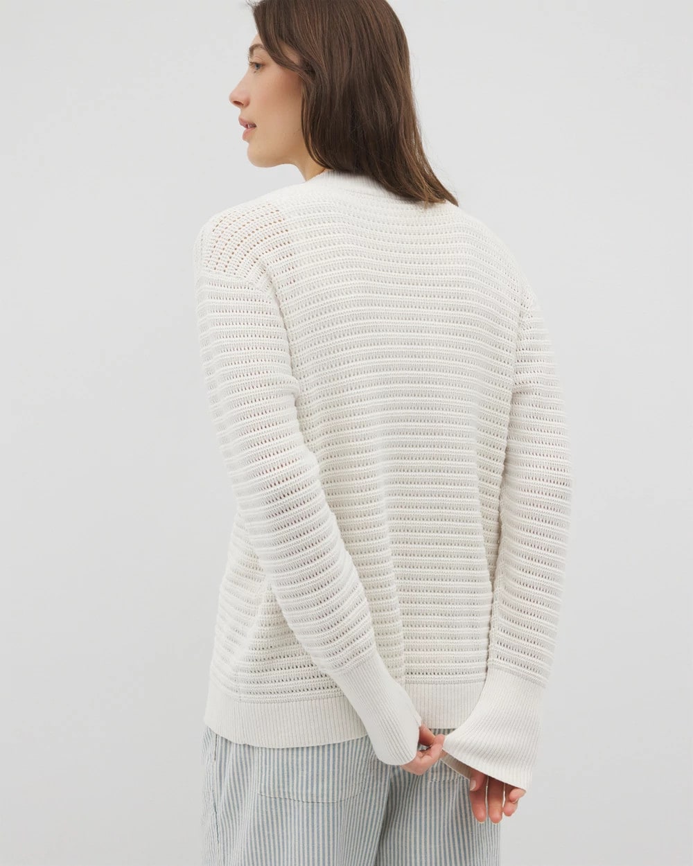 Cotton Open Stitch Cardigan - SALT MIST | Soma Women