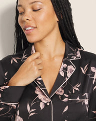 Long-Sleeve Notch Collar Pajama Top - NOSTALGIA FLORA BLACK | Soma Women