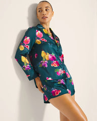 Long-Sleeve Notch Collar Pajama Top - GETTIN FIGGY WITH IT TEAL | Soma Women