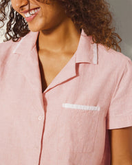 Short-Sleeve Notch Collar Pajama Top - CREME BRULEE CROSSDYE | Soma Women