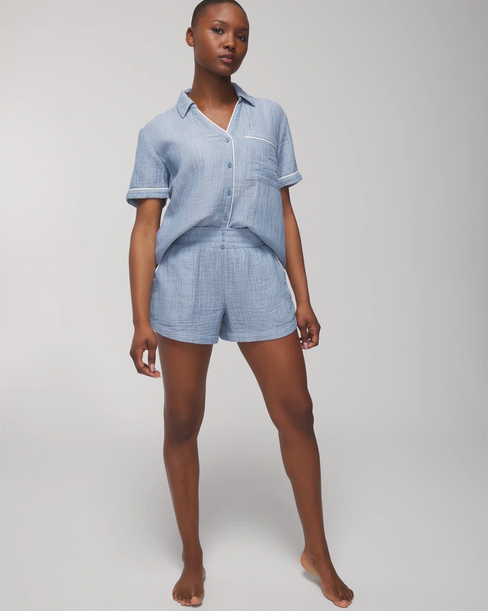 Pajama Shorts - CROSSDYE VINTAGE INDIGO | Soma Women