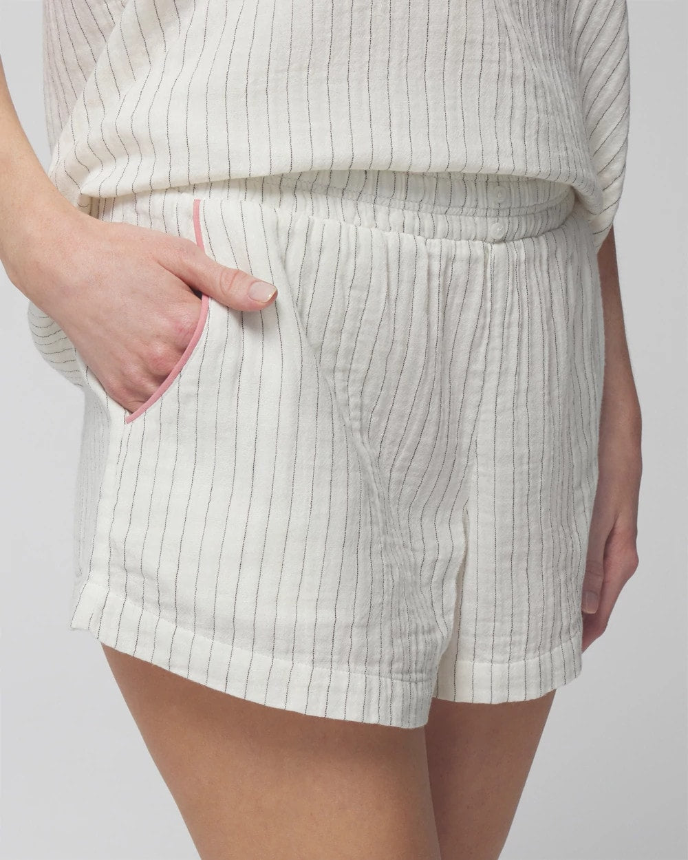 Pajama Shorts - DBL CLOTH BW STRIPE | Soma Women