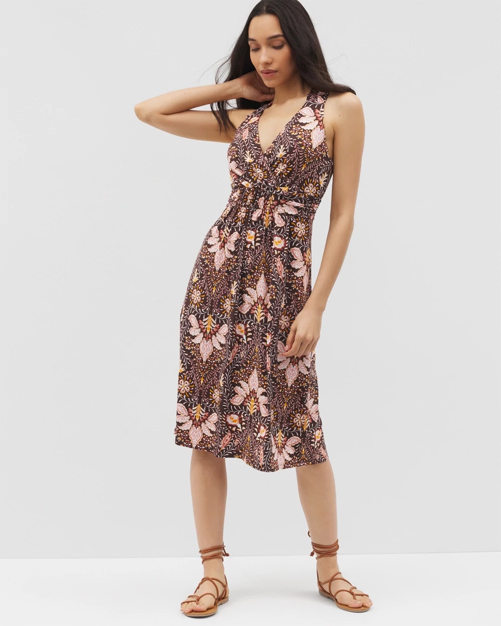 Cross Back Strap Bra Dress - VIVID VINES FRENCH ROAST | Soma Women
