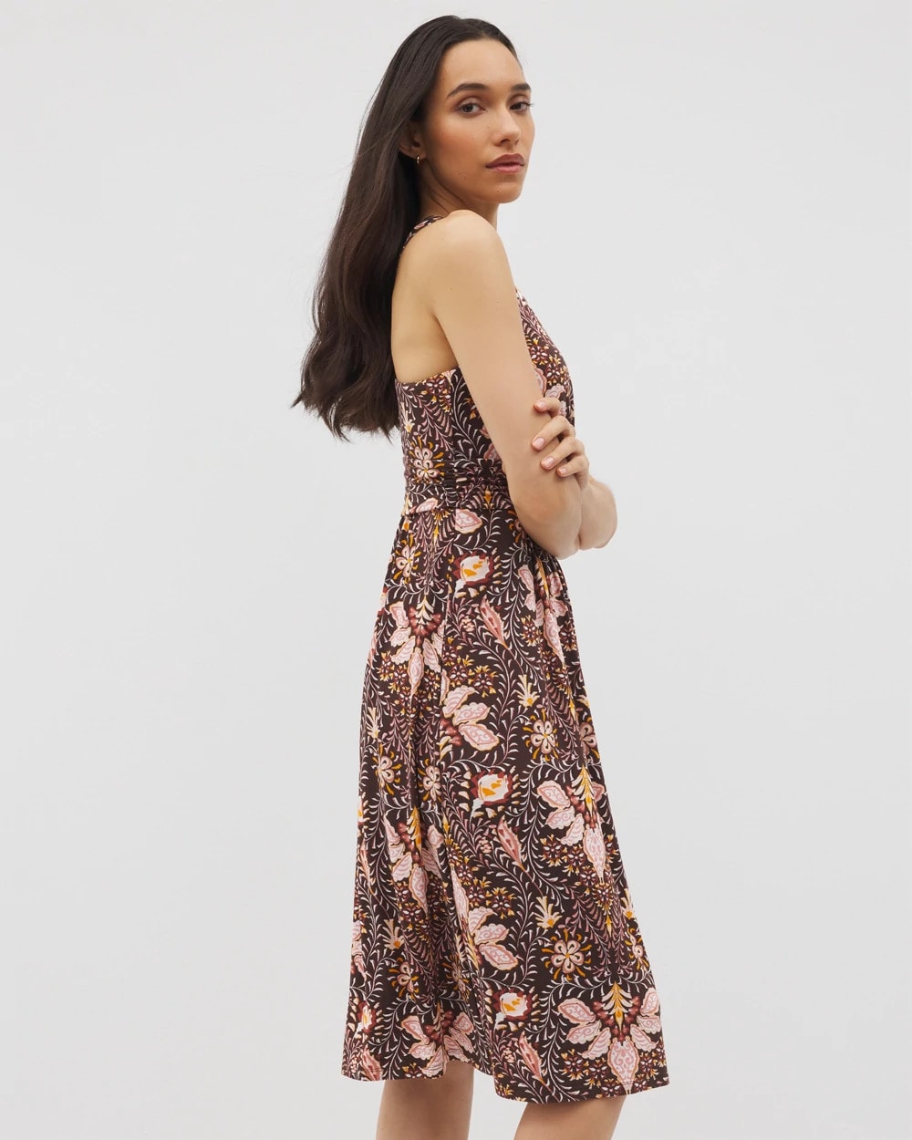 Cross Back Strap Bra Dress - VIVID VINES FRENCH ROAST | Soma Women