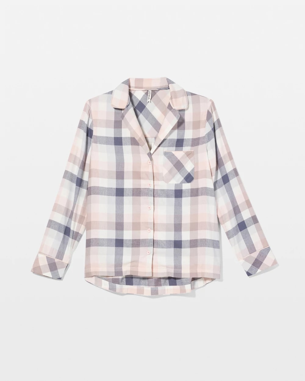 Super Soft Long-Sleeve Notch Collar Pajama Top - DREAMIEST PLAID GRAY | Soma Women
