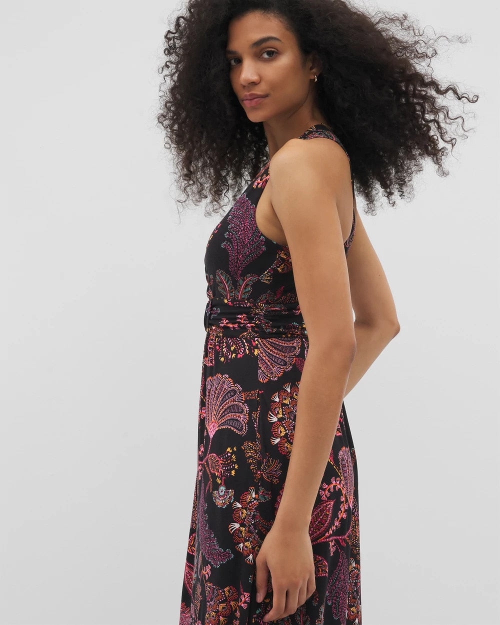 Isla Cross Back Maxi Bra Dress - STITCH PAISLEY ALLO BLACK | Soma Women