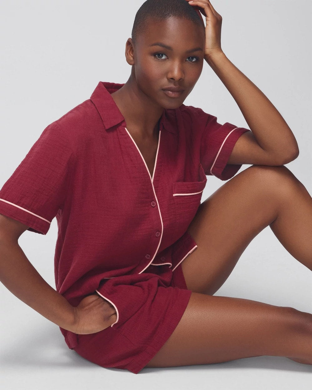 Short-Sleeve Pajama Top - VERMILLION | Soma Women