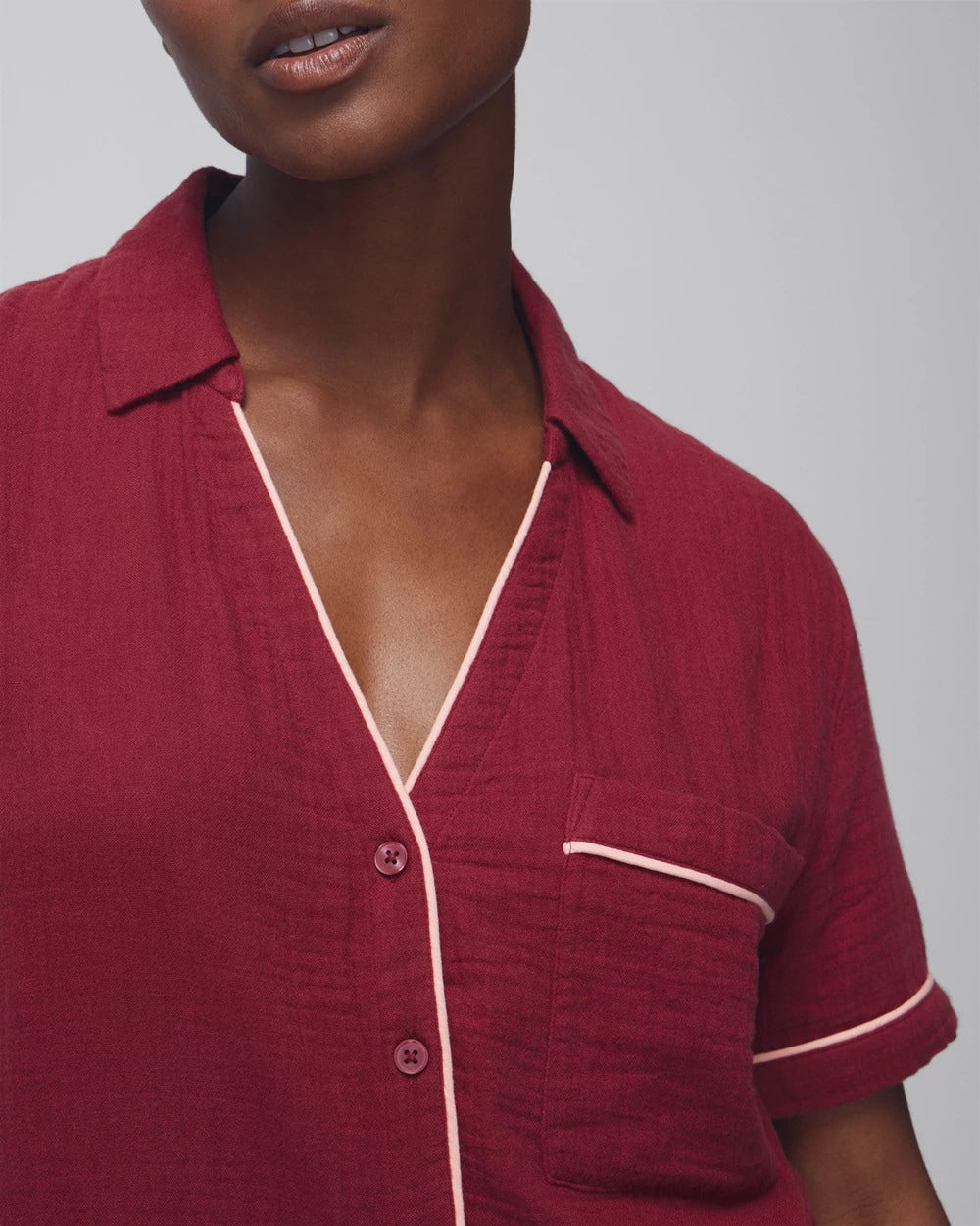 Short-Sleeve Pajama Top - VERMILLION | Soma Women