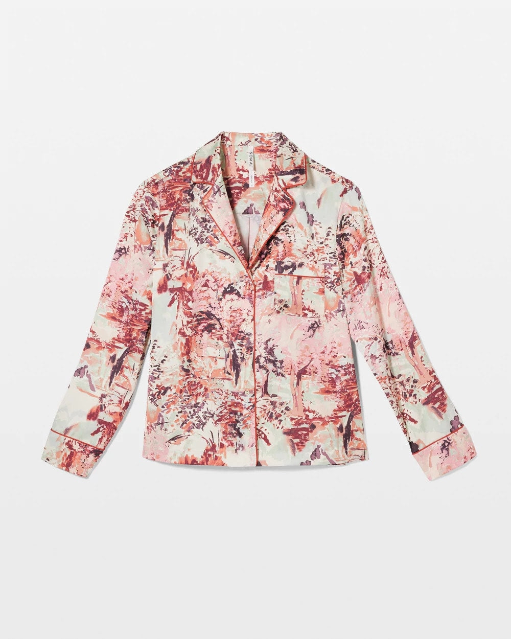 Long-Sleeve Notch Collar Pajama Top - WALK IN THE PARK M CHAMP | Soma Women