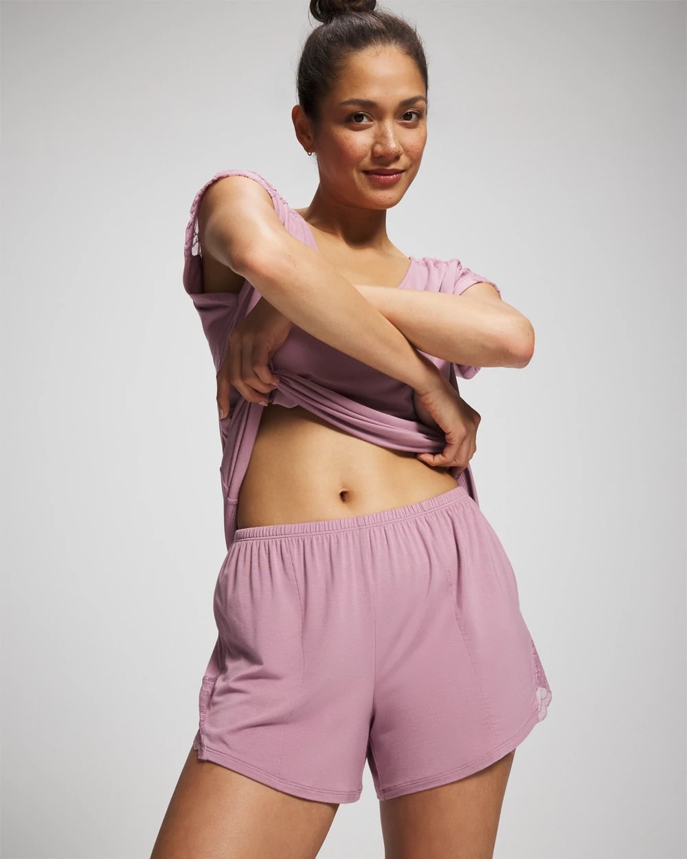 Lace Trim Pajama Short - LILAC WINE | Soma Women
