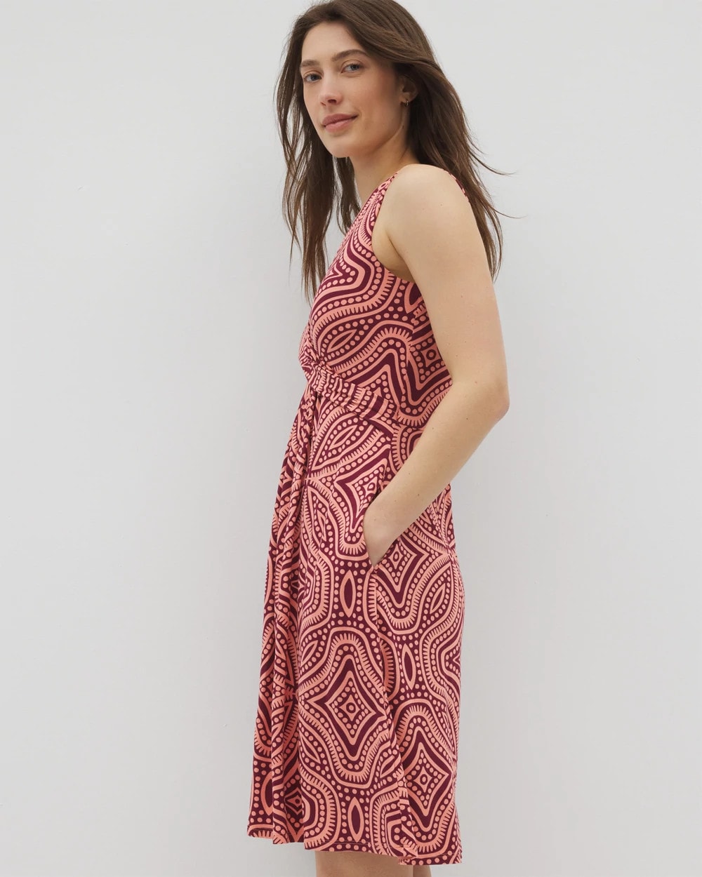 V-Neck Short Bra Dress - GOA GEO GRAND VELVET PLUM | Soma Women