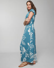 Flutter Sleeve Maxi Bra Dress - GARDEN TAPESTRY G BLUE | Soma Women