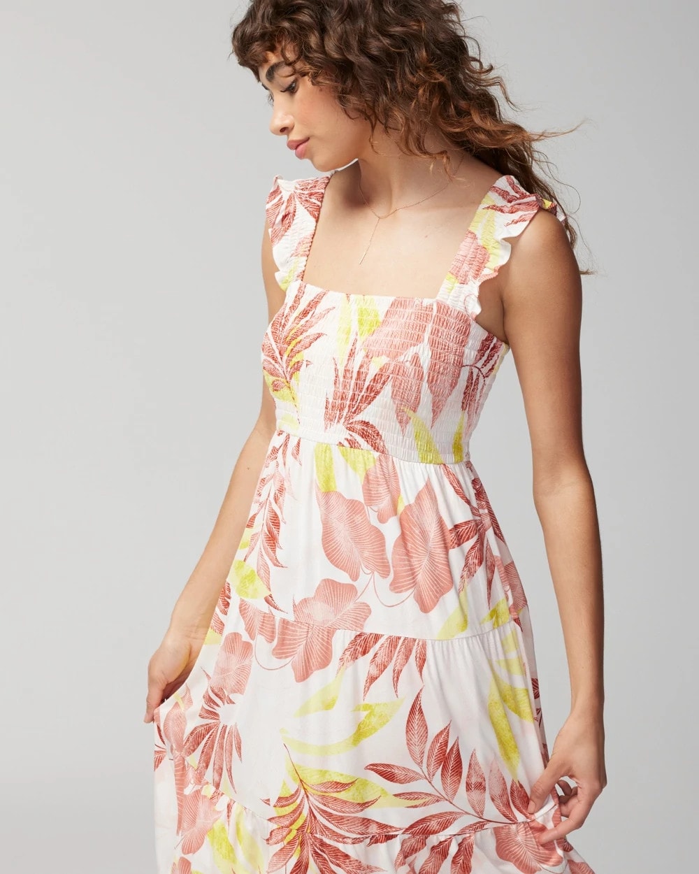 Smocked Flutter Sleeve Mini Bra Dress - ENCHANTED PALMS KEY LIME | Soma Women