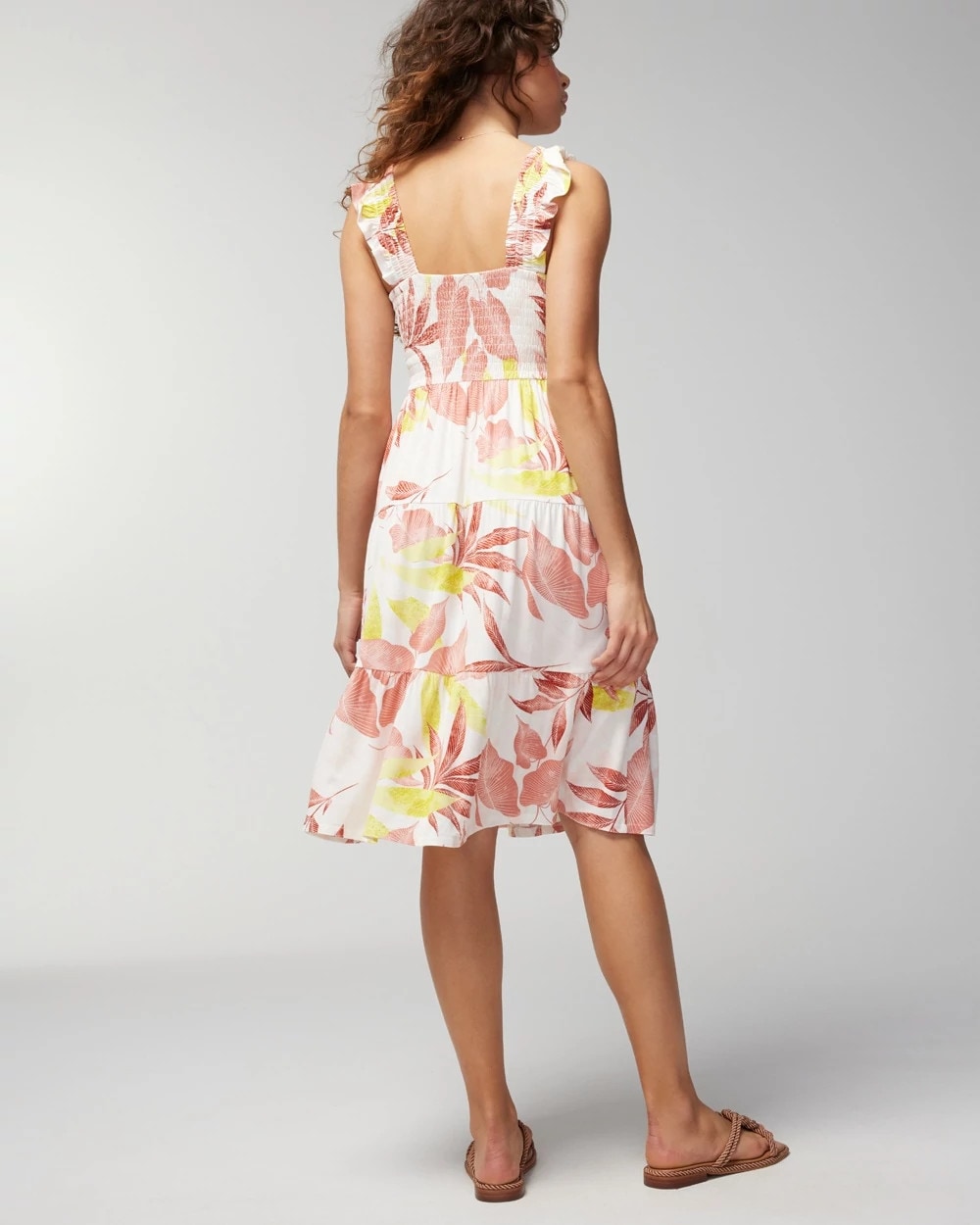 Smocked Flutter Sleeve Mini Bra Dress - ENCHANTED PALMS KEY LIME | Soma Women