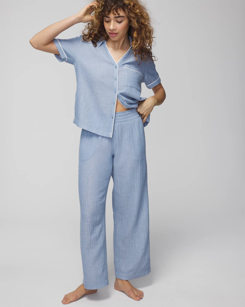 Pajama Pants - CROSSDYE VINTAGE INDIGO | Soma Women
