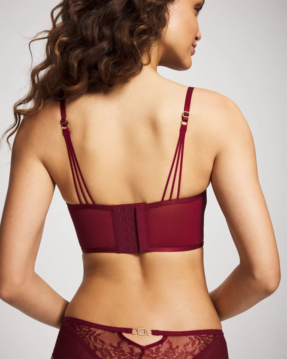 Sheer Glam Long Line Scoop Bralette - RED VELVET | Soma Women