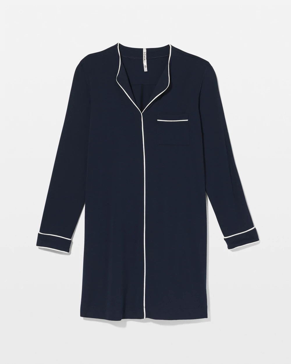 Piped Long-Sleeve Sleepshirt - NIGHTFALL NAVY | Soma Women