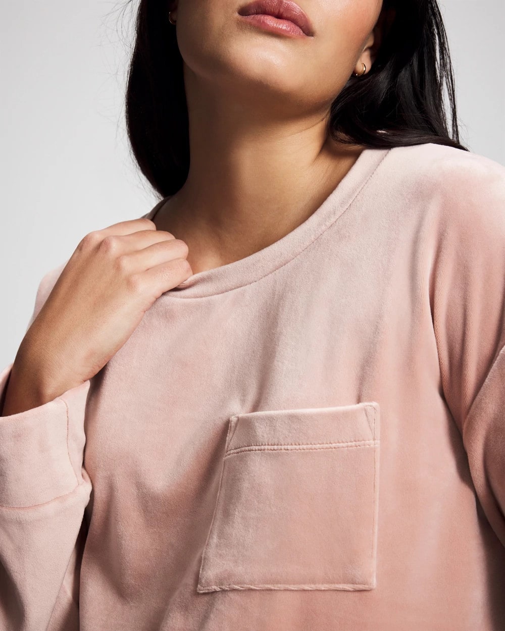 Velour Crewneck Sweatshirt - ADOBE ROSE | Soma Women