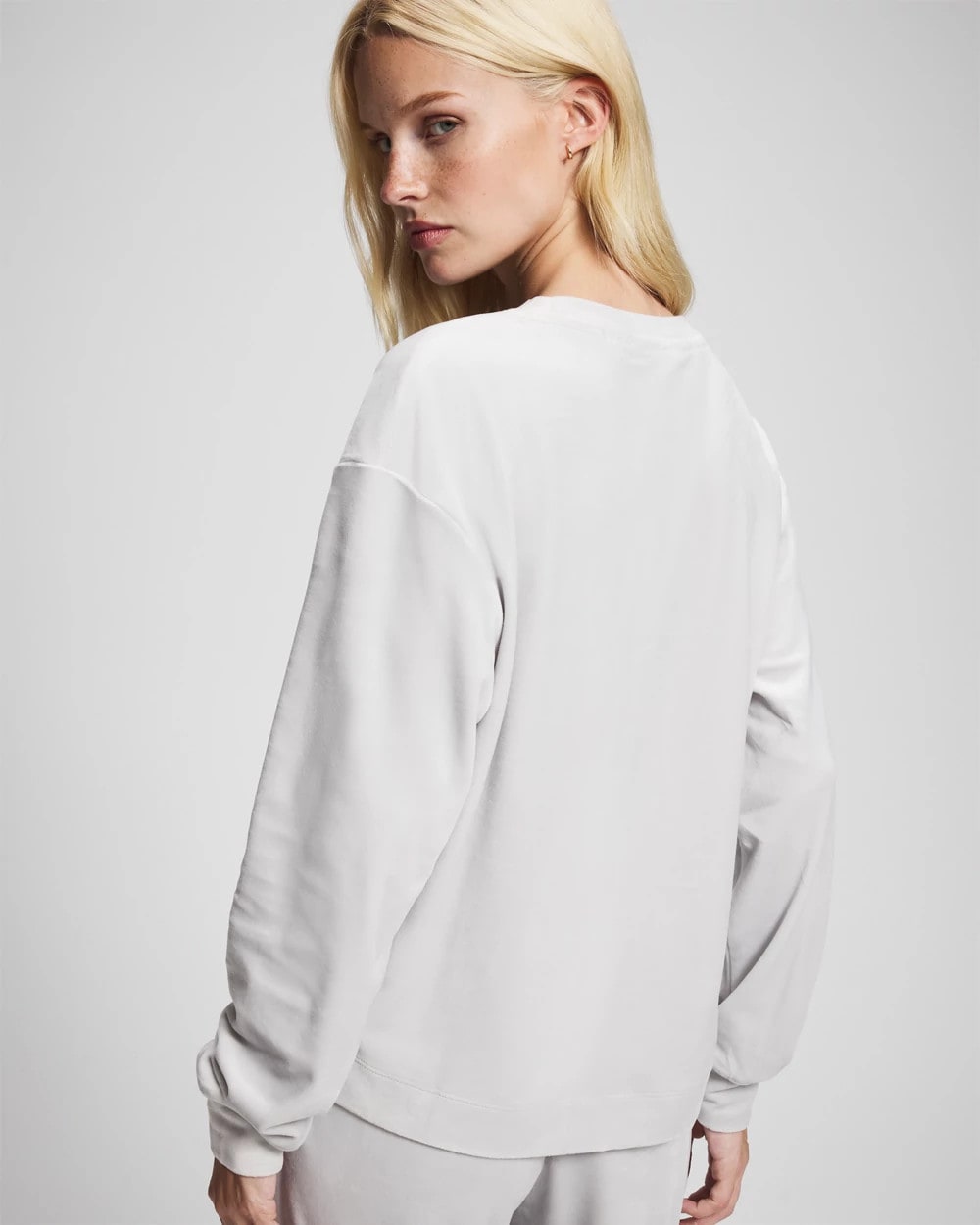 Velour Crewneck Sweatshirt - VAPOR GRAY | Soma Women